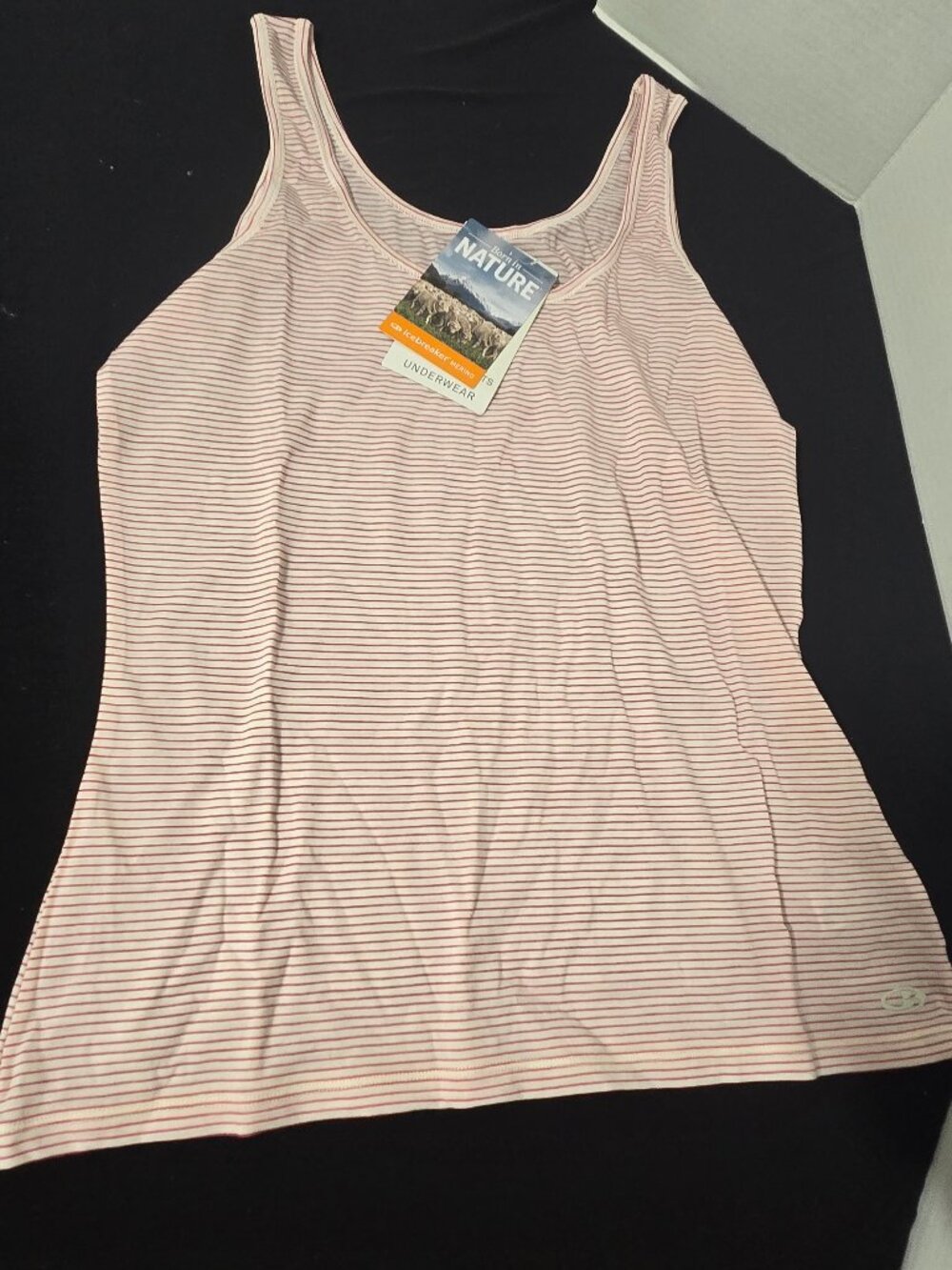 Icebreaker Merino Siren Tank Women's XL Pink White Stripe New With Tags Wool Ble